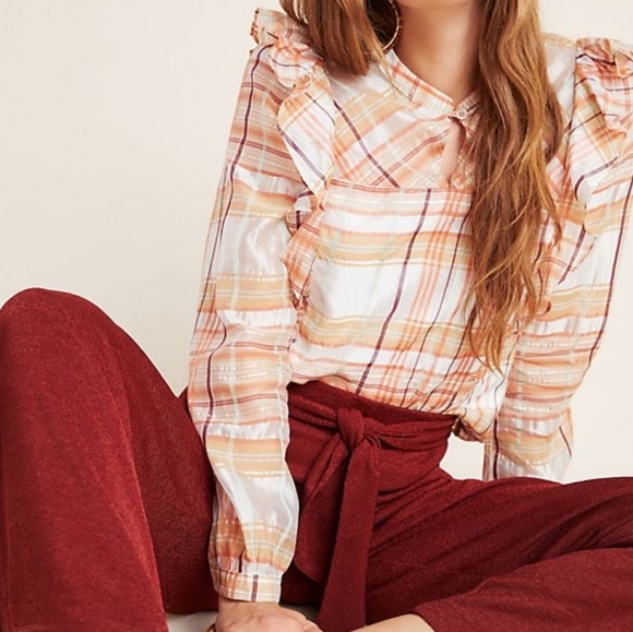 Anthropologie NEW Polly Ruffled Blouse XL - Picture 4 of 5